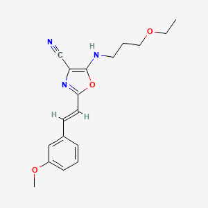 5-[(3-ethoxypropyl)amino]-2-[(E)-2-(3-methoxyphenyl)ethenyl]-1,3-oxazole-4-carbonitrile