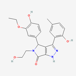 molecular formula C22H23N3O5 B11398615 4-(3-ethoxy-4-hydroxyphenyl)-5-(2-hydroxyethyl)-3-(2-hydroxy-5-methylphenyl)-4,5-dihydropyrrolo[3,4-c]pyrazol-6(1H)-one 