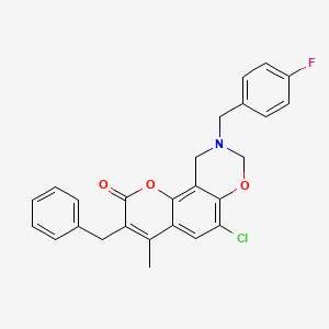 3-benzyl-6-chloro-9-(4-fluorobenzyl)-4-methyl-9,10-dihydro-2H,8H-chromeno[8,7-e][1,3]oxazin-2-one