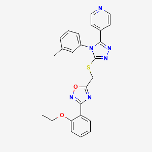 molecular formula C25H22N6O2S B11398632 4-[5-({[3-(2-ethoxyphenyl)-1,2,4-oxadiazol-5-yl]methyl}sulfanyl)-4-(3-methylphenyl)-4H-1,2,4-triazol-3-yl]pyridine 