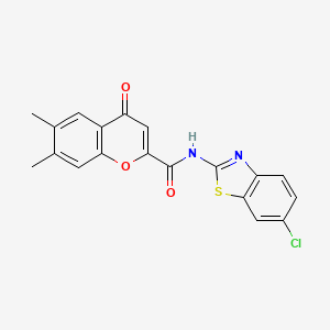 molecular formula C19H13ClN2O3S B11398668 N-(6-chloro-1,3-benzothiazol-2-yl)-6,7-dimethyl-4-oxo-4H-chromene-2-carboxamide 