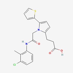 molecular formula C20H19ClN2O3S B11398680 3-[1-{2-[(3-chloro-2-methylphenyl)amino]-2-oxoethyl}-5-(thiophen-2-yl)-1H-pyrrol-2-yl]propanoic acid 