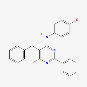 molecular formula C25H23N3O B11398682 5-benzyl-N-(4-methoxyphenyl)-6-methyl-2-phenylpyrimidin-4-amine 