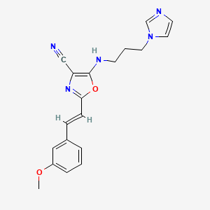 5-{[3-(1H-imidazol-1-yl)propyl]amino}-2-[(E)-2-(3-methoxyphenyl)ethenyl]-1,3-oxazole-4-carbonitrile