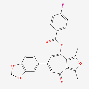 6-(1,3-benzodioxol-5-yl)-1,3-dimethyl-4-oxo-4H-cyclohepta[c]furan-8-yl 4-fluorobenzoate