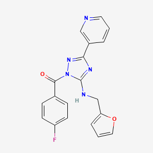 molecular formula C19H14FN5O2 B11398731 (4-fluorophenyl){5-[(furan-2-ylmethyl)amino]-3-(pyridin-3-yl)-1H-1,2,4-triazol-1-yl}methanone 