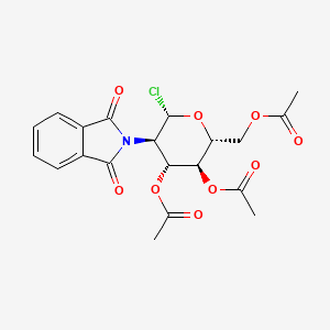 molecular formula C₂₀H₂₀ClNO₉ B1139876 3,4,6-Tri-O-acetyl-2-deoxy-2-phthalimido-b-D-glucopyranosyl chloride CAS No. 7772-87-4