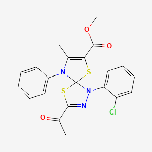 Methyl 3-acetyl-1-(2-chlorophenyl)-8-methyl-9-phenyl-4,6-dithia-1,2,9-triazaspiro[4.4]nona-2,7-diene-7-carboxylate