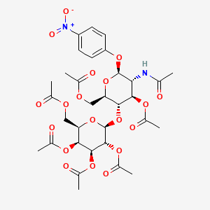 molecular formula C₃₂H₄₀N₂O₁₉ B1139885 [(2R,3S,4R,5R,6S)-5-乙酰氨基-4-乙酰氧基-6-(4-硝基苯氧基)-3-[(2S,3R,4S,5S,6R)-3,4,5-三乙酰氧基-6-(乙酰氧基甲基)氧杂环-2-基]氧杂环-2-基]甲基乙酸酯 CAS No. 85193-88-0