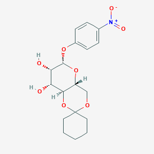 B1139891 (4Ar,6S,7S,8R,8aS)-6-(4-nitrophenoxy)spiro[4,4a,6,7,8,8a-hexahydropyrano[3,2-d][1,3]dioxine-2,1'-cyclohexane]-7,8-diol CAS No. 102717-16-8