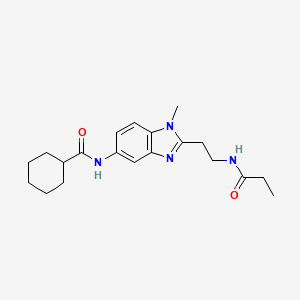 N-{1-methyl-2-[2-(propanoylamino)ethyl]-1H-benzimidazol-5-yl}cyclohexanecarboxamide