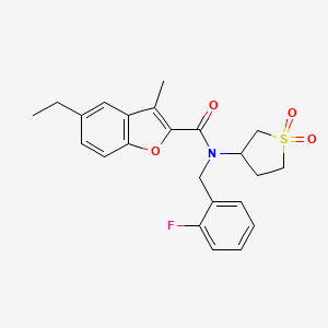 molecular formula C23H24FNO4S B11398937 N-(1,1-dioxidotetrahydrothiophen-3-yl)-5-ethyl-N-(2-fluorobenzyl)-3-methyl-1-benzofuran-2-carboxamide 