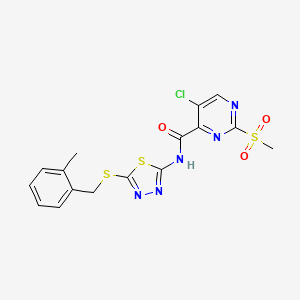 5-chloro-N-{5-[(2-methylbenzyl)sulfanyl]-1,3,4-thiadiazol-2-yl}-2-(methylsulfonyl)pyrimidine-4-carboxamide