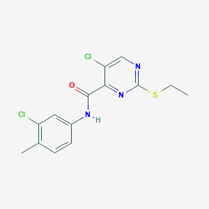 molecular formula C14H13Cl2N3OS B11398967 5-chloro-N-(3-chloro-4-methylphenyl)-2-(ethylsulfanyl)pyrimidine-4-carboxamide 