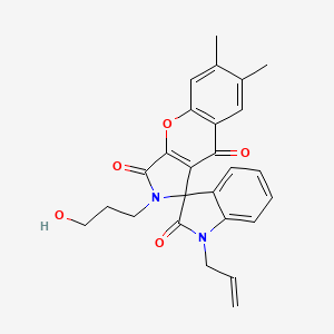 2-(3-hydroxypropyl)-6,7-dimethyl-1'-(prop-2-en-1-yl)-2H-spiro[chromeno[2,3-c]pyrrole-1,3'-indole]-2',3,9(1'H)-trione