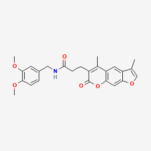 molecular formula C25H25NO6 B11399011 N-(3,4-dimethoxybenzyl)-3-(3,5-dimethyl-7-oxo-7H-furo[3,2-g]chromen-6-yl)propanamide 