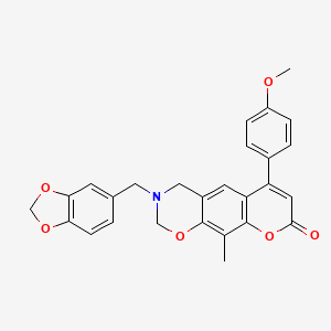 3-(1,3-benzodioxol-5-ylmethyl)-6-(4-methoxyphenyl)-10-methyl-3,4-dihydro-2H,8H-chromeno[6,7-e][1,3]oxazin-8-one