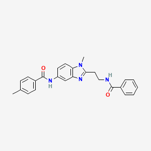 molecular formula C25H24N4O2 B11399071 4-methyl-N-(1-methyl-2-{2-[(phenylcarbonyl)amino]ethyl}-1H-benzimidazol-5-yl)benzamide 