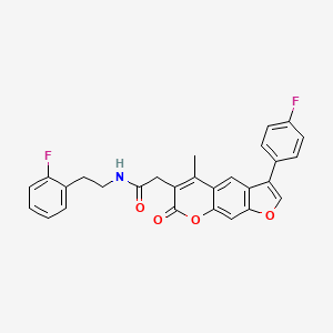 molecular formula C28H21F2NO4 B11399084 N-[2-(2-fluorophenyl)ethyl]-2-[3-(4-fluorophenyl)-5-methyl-7-oxo-7H-furo[3,2-g]chromen-6-yl]acetamide 