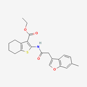 molecular formula C22H23NO4S B11399139 Ethyl 2-{[(6-methyl-1-benzofuran-3-yl)acetyl]amino}-4,5,6,7-tetrahydro-1-benzothiophene-3-carboxylate 