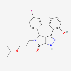 molecular formula C24H26FN3O3 B11399149 4-(4-fluorophenyl)-3-(2-hydroxy-5-methylphenyl)-5-[3-(propan-2-yloxy)propyl]-4,5-dihydropyrrolo[3,4-c]pyrazol-6(1H)-one 