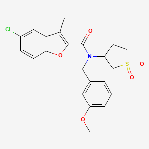 molecular formula C22H22ClNO5S B11399189 5-chloro-N-(1,1-dioxidotetrahydrothiophen-3-yl)-N-(3-methoxybenzyl)-3-methyl-1-benzofuran-2-carboxamide 