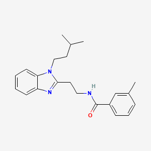 molecular formula C22H27N3O B11399190 3-methyl-N-{2-[1-(3-methylbutyl)-1H-benzimidazol-2-yl]ethyl}benzamide 