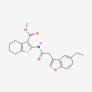 molecular formula C22H23NO4S B11399197 Methyl 2-{[(5-ethyl-1-benzofuran-3-yl)acetyl]amino}-4,5,6,7-tetrahydro-1-benzothiophene-3-carboxylate 