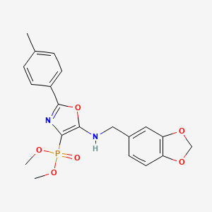 molecular formula C20H21N2O6P B11399234 Dimethyl {5-[(1,3-benzodioxol-5-ylmethyl)amino]-2-(4-methylphenyl)-1,3-oxazol-4-yl}phosphonate 