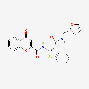 molecular formula C24H20N2O5S B11399269 N-{3-[(furan-2-ylmethyl)carbamoyl]-4,5,6,7-tetrahydro-1-benzothiophen-2-yl}-4-oxo-4H-chromene-2-carboxamide 