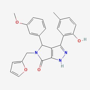 molecular formula C24H21N3O4 B11399359 5-(furan-2-ylmethyl)-3-(2-hydroxy-5-methylphenyl)-4-(3-methoxyphenyl)-4,5-dihydropyrrolo[3,4-c]pyrazol-6(1H)-one 