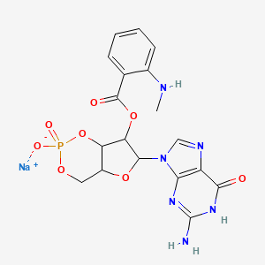 molecular formula C₁₈H₁₈N₆NaO₈P B1139936 2'-(N-Methylanthraniloyl)guanosine 3',5'-Cyclicmonophosphate, Sodium Salt CAS No. 221905-46-0