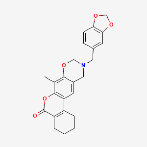 10-(1,3-benzodioxol-5-ylmethyl)-7-methyl-1,2,3,4,10,11-hexahydro-5H,9H-benzo[3,4]chromeno[6,7-e][1,3]oxazin-5-one