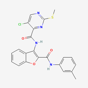 5-chloro-N-{2-[(3-methylphenyl)carbamoyl]-1-benzofuran-3-yl}-2-(methylsulfanyl)pyrimidine-4-carboxamide