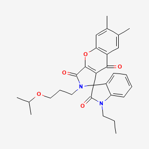 molecular formula C29H32N2O5 B11399437 6,7-dimethyl-2-[3-(propan-2-yloxy)propyl]-1'-propyl-2H-spiro[chromeno[2,3-c]pyrrole-1,3'-indole]-2',3,9(1'H)-trione 