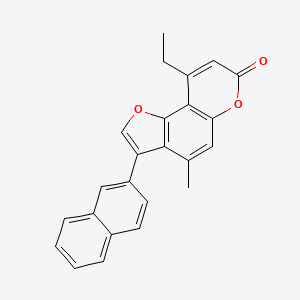 molecular formula C24H18O3 B11399458 9-ethyl-4-methyl-3-(naphthalen-2-yl)-7H-furo[2,3-f]chromen-7-one 