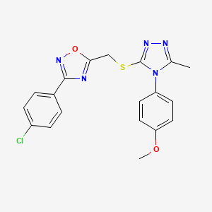 3-(4-chlorophenyl)-5-({[4-(4-methoxyphenyl)-5-methyl-4H-1,2,4-triazol-3-yl]sulfanyl}methyl)-1,2,4-oxadiazole