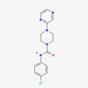 molecular formula C15H16ClN5O B11399531 1-Piperazinecarboxamide, N-(4-chlorophenyl)-4-pyrazinyl- CAS No. 89007-31-8