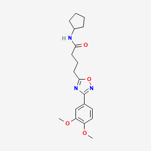 molecular formula C19H25N3O4 B11399553 N-cyclopentyl-4-[3-(3,4-dimethoxyphenyl)-1,2,4-oxadiazol-5-yl]butanamide 