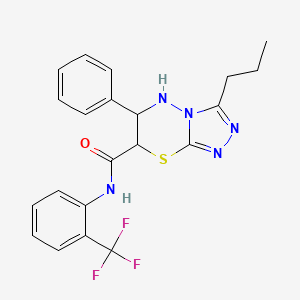 molecular formula C21H20F3N5OS B11399558 6-phenyl-3-propyl-N-[2-(trifluoromethyl)phenyl]-6,7-dihydro-5H-[1,2,4]triazolo[3,4-b][1,3,4]thiadiazine-7-carboxamide 