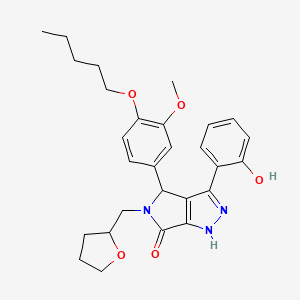 molecular formula C28H33N3O5 B11399588 3-(2-hydroxyphenyl)-4-[3-methoxy-4-(pentyloxy)phenyl]-5-(tetrahydrofuran-2-ylmethyl)-4,5-dihydropyrrolo[3,4-c]pyrazol-6(1H)-one 