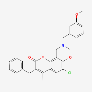 3-benzyl-6-chloro-9-(3-methoxybenzyl)-4-methyl-9,10-dihydro-2H,8H-chromeno[8,7-e][1,3]oxazin-2-one