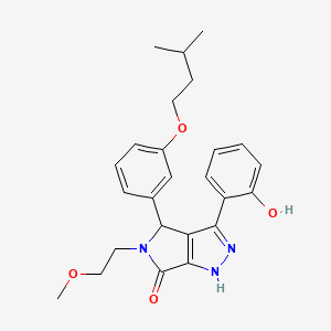 molecular formula C25H29N3O4 B11399606 3-(2-hydroxyphenyl)-5-(2-methoxyethyl)-4-[3-(3-methylbutoxy)phenyl]-4,5-dihydropyrrolo[3,4-c]pyrazol-6(1H)-one 