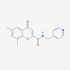 molecular formula C18H16N2O3 B11399652 6,8-dimethyl-4-oxo-N-(pyridin-4-ylmethyl)-4H-chromene-2-carboxamide 