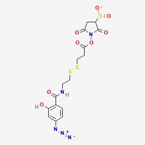 molecular formula C₁₆H₁₆N₅NaO₉S₃ B1139967 1-[3-[2-[(4-Azido-2-hydroxybenzoyl)amino]ethyldisulfanyl]propanoyloxy]-2,5-dioxopyrrolidine-3-sulfinate CAS No. 144650-95-3