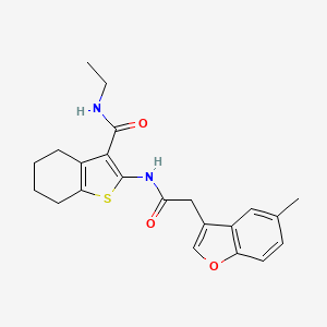 molecular formula C22H24N2O3S B11399694 N-ethyl-2-{[(5-methyl-1-benzofuran-3-yl)acetyl]amino}-4,5,6,7-tetrahydro-1-benzothiophene-3-carboxamide 