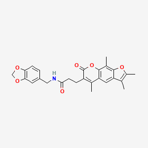 N-(1,3-benzodioxol-5-ylmethyl)-3-(2,3,5,9-tetramethyl-7-oxo-7H-furo[3,2-g]chromen-6-yl)propanamide