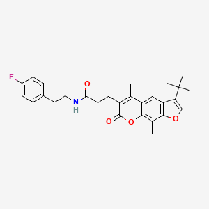 3-(3-tert-butyl-5,9-dimethyl-7-oxo-7H-furo[3,2-g]chromen-6-yl)-N-[2-(4-fluorophenyl)ethyl]propanamide