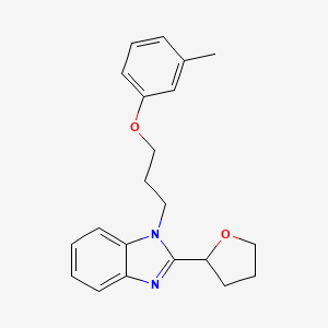 molecular formula C21H24N2O2 B11399736 1-[3-(3-methylphenoxy)propyl]-2-(tetrahydrofuran-2-yl)-1H-benzimidazole 