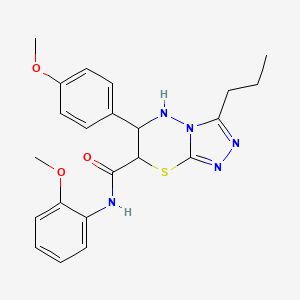 molecular formula C22H25N5O3S B11399743 N-(2-methoxyphenyl)-6-(4-methoxyphenyl)-3-propyl-6,7-dihydro-5H-[1,2,4]triazolo[3,4-b][1,3,4]thiadiazine-7-carboxamide 